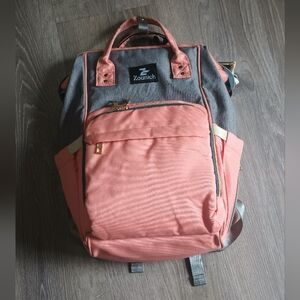 Zounich Multipocket Diaper Bag (Orange/Grey) A-